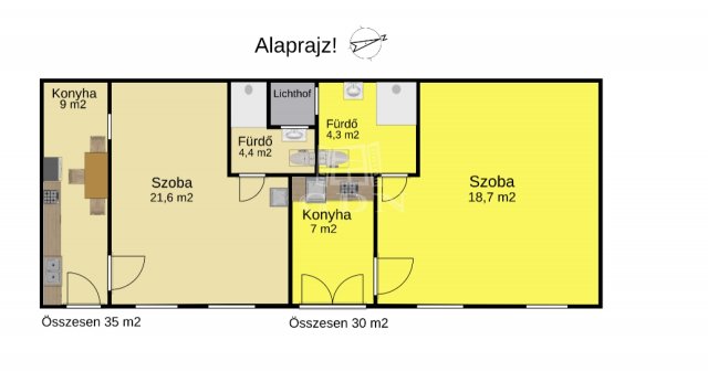 Eladó téglalakás, Budapesten, IX. kerületben 92.5 M Ft, 2 szobás