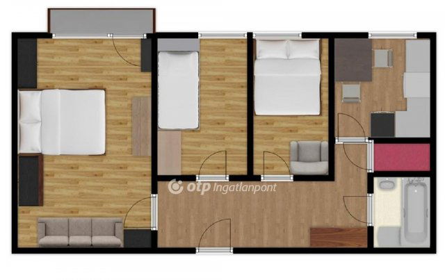 Eladó panellakás, Hajdúszoboszlón 39.9 M Ft, 1+2 szobás