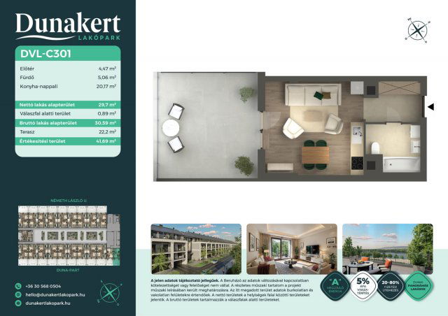 Eladó téglalakás, Vácon, Németh László utcában 53.99 M Ft