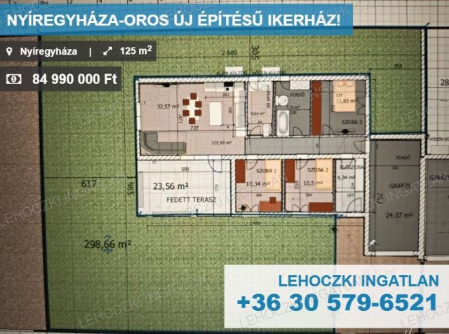 Eladó ikerház, Nyíregyházán 84.99 M Ft, 4 szobás