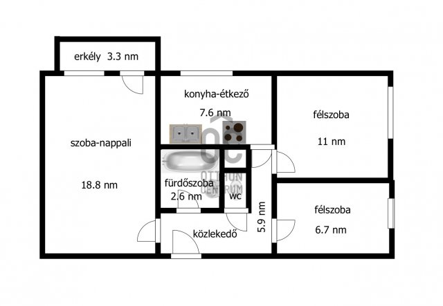 Eladó panellakás, Záhonyon 20.9 M Ft, 3 szobás