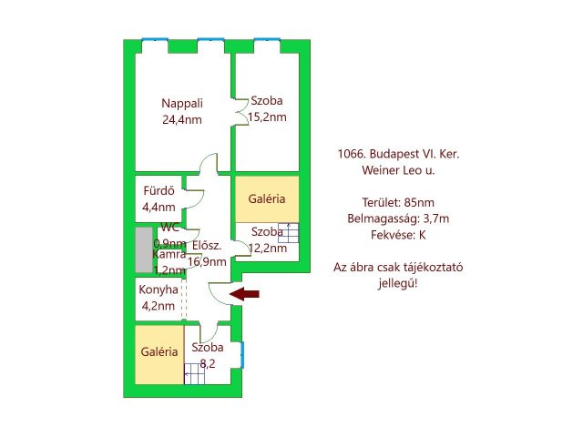 Eladó téglalakás, Budapesten, VI. kerületben, Weiner Leó utcában