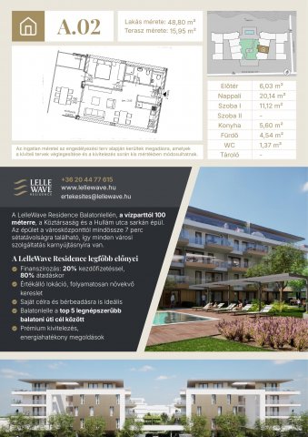 Eladó téglalakás, Balatonlelleén 86.95 M Ft, 2 szobás