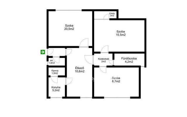 Eladó téglalakás, Hajdúnánáson 42 M Ft, 2+1 szobás