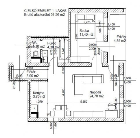 Eladó téglalakás, Bicskén, Csákvári úton 65 M Ft, 2 szobás