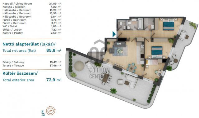 Eladó téglalakás, Budapesten, XIII. kerületben 195.07 M Ft