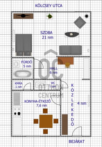 Eladó téglalakás, Szegeden, Kölcsey utcában 44.9 M Ft, 1 szobás