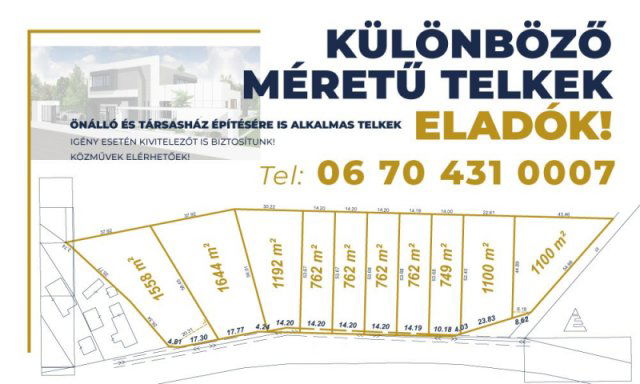 Eladó telek, Dabason 14.9 M Ft / költözzbe.hu
