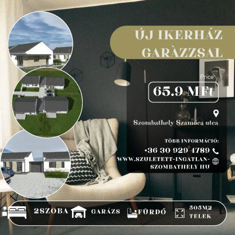 Eladó ikerház, Szombathelyen 65.9 M Ft, 1+2 szobás