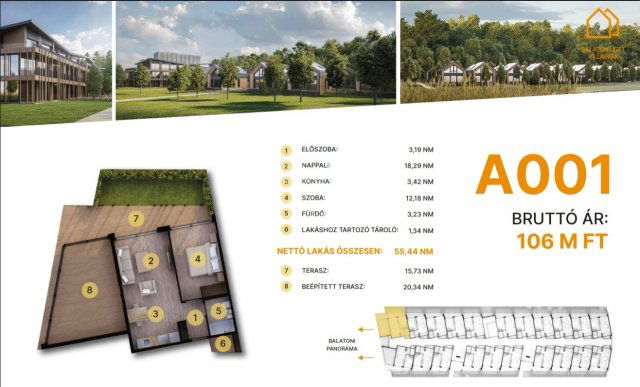 Eladó téglalakás, Balatonföldváron 106 M Ft, 2 szobás