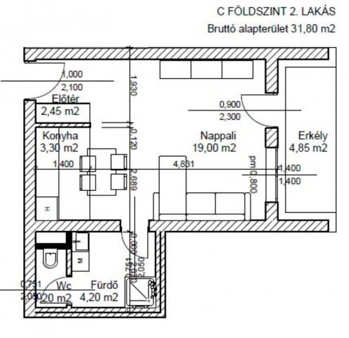 Eladó téglalakás, Bicskén, Csákvári úton 42 M Ft, 1 szobás