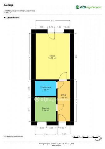 Eladó téglalakás, Pápán 17.99 M Ft, 1 szobás