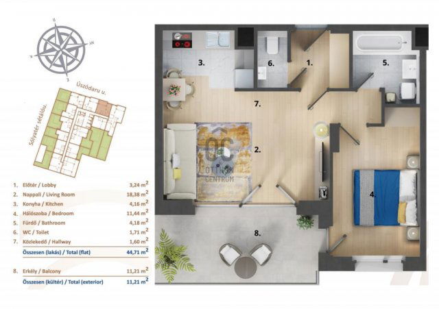Eladó téglalakás, Budapesten, XIII. kerületben 95 M Ft, 2 szobás