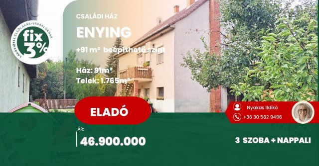 Eladó családi ház, Enyingen 46.9 M Ft, 3 szobás