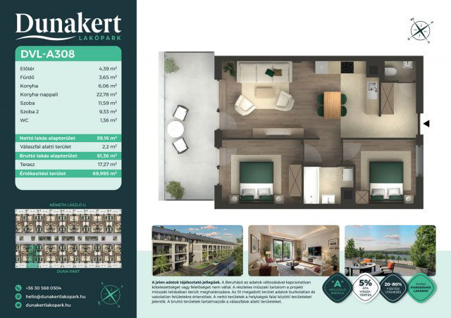 Eladó téglalakás, Vácon, Németh László utcában 92.99 M Ft