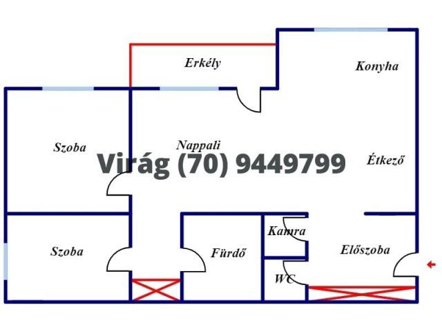 Eladó téglalakás, Debrecenben 68.5 M Ft, 3 szobás