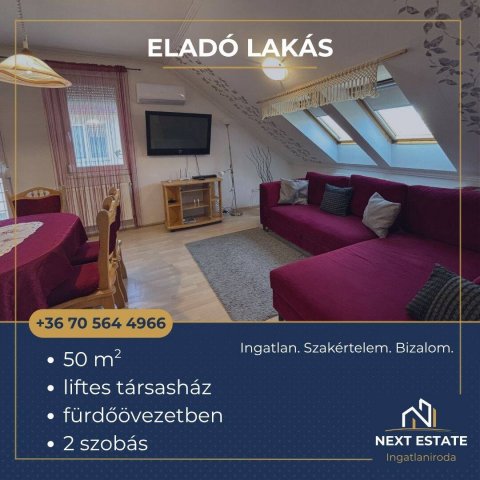 Eladó téglalakás, Hajdúszoboszlón 55.9 M Ft, 2 szobás