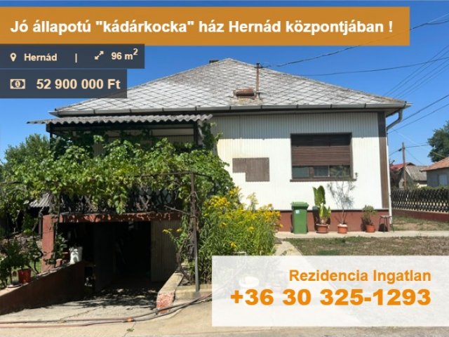 Eladó családi ház, Hernádon 52.9 M Ft, 3 szobás