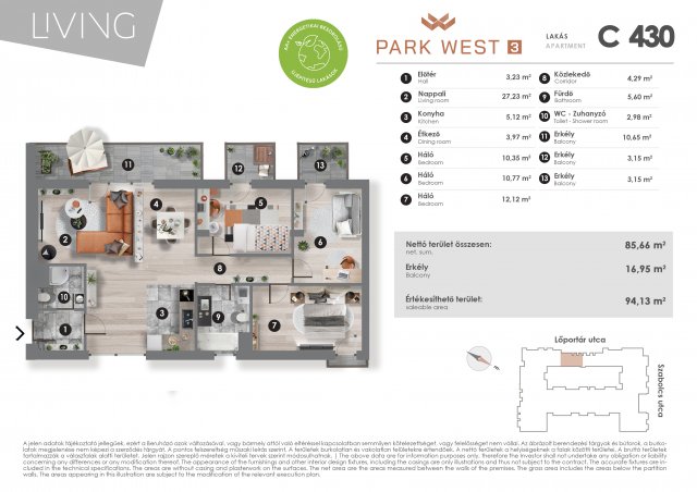 Eladó téglalakás, Budapesten, XIII. kerületben, Szabolcs utcában