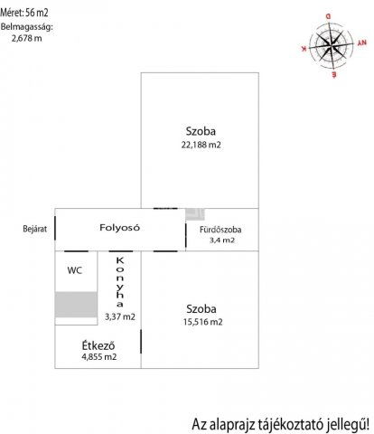 Eladó panellakás, Vácon 49.5 M Ft, 2 szobás