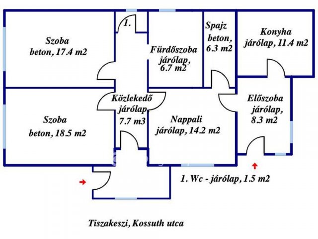 Eladó családi ház, Tiszakeszin 16 M Ft, 3 szobás