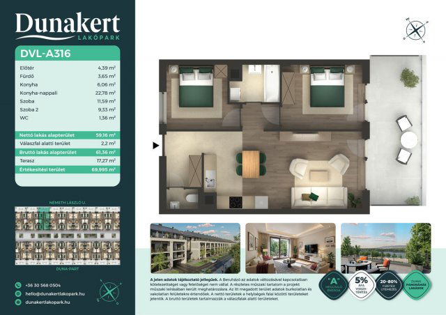 Eladó téglalakás, Vácon, Németh László utcában 83.99 M Ft