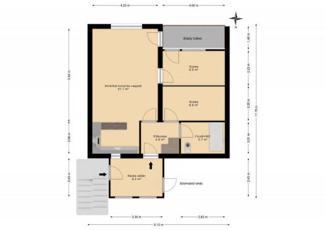 Eladó téglalakás, Szigetszentmiklóson 55.99 M Ft, 1+2 szobás