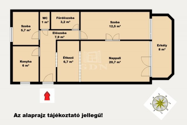 Eladó téglalakás, Monoron 53.99 M Ft, 2+1 szobás