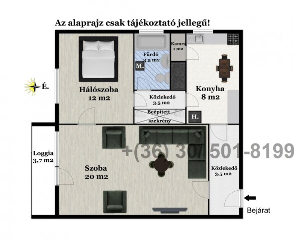 Eladó téglalakás, Debrecenben 56.9 M Ft, 2 szobás