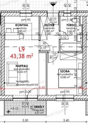 Eladó téglalakás, Csornán 43.1 M Ft, 2 szobás