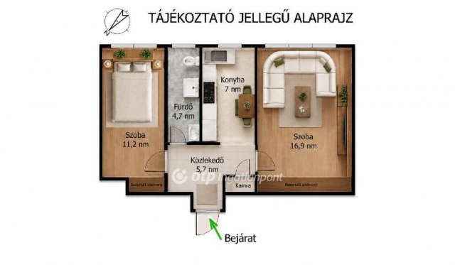 Eladó téglalakás, Ecseren 62.99 M Ft, 2 szobás