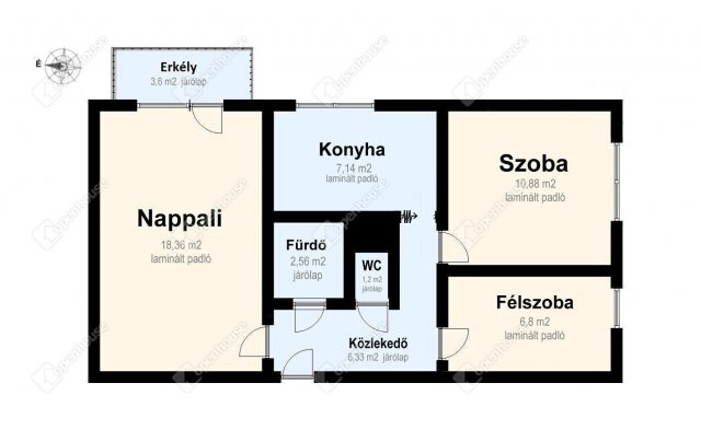 Eladó panellakás, Miskolcon 33.9 M Ft, 3 szobás