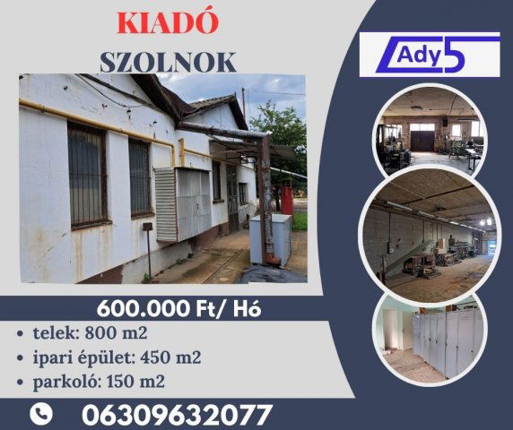 Kiadó ipari ingatlan, Szolnokon 600 E Ft / hó, 1 szobás