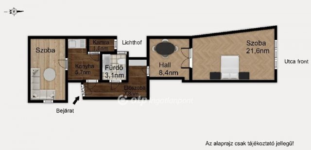 Eladó téglalakás, Budapesten, VIII. kerületben 62.9 M Ft