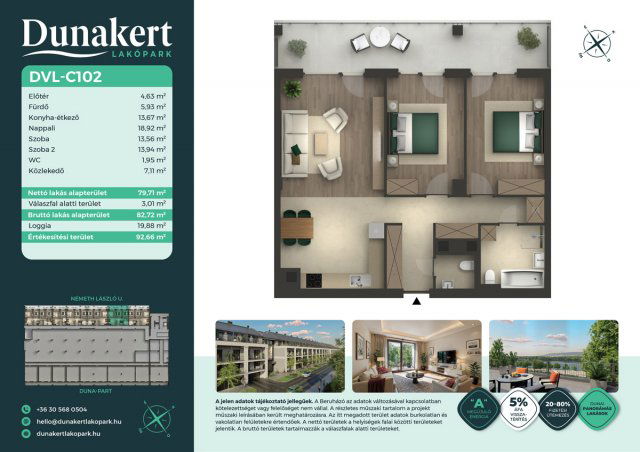 Eladó téglalakás, Vácon, Németh László utcában 87.99 M Ft