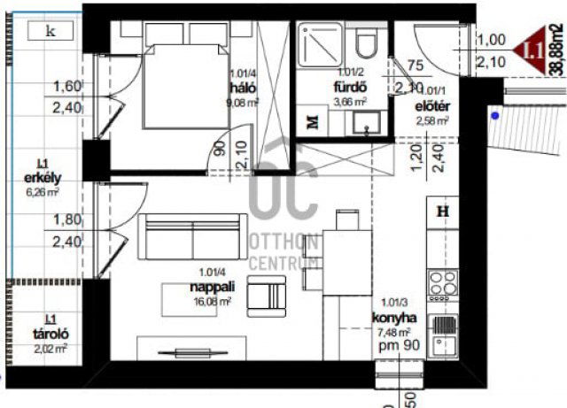 Eladó téglalakás, Kőszegszerdahelyen 44.9 M Ft, 2 szobás