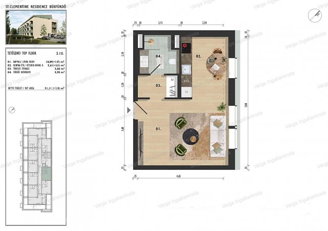 Eladó téglalakás, Bükön 43.9 M Ft, 1 szobás