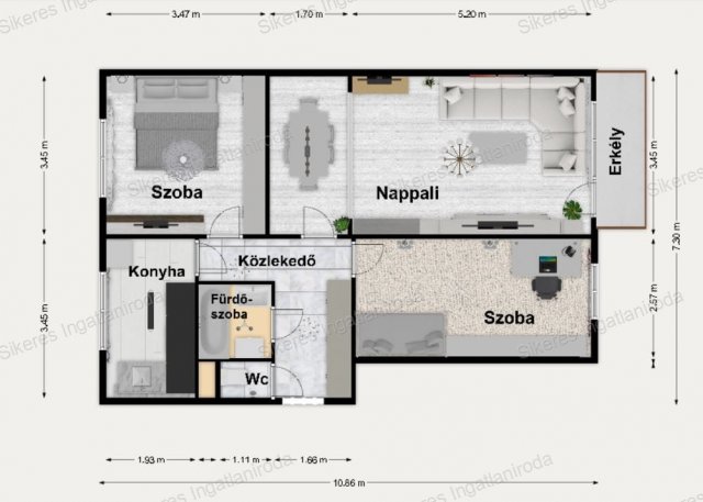 Eladó panellakás, Tatabányán 55.9 M Ft, 3 szobás