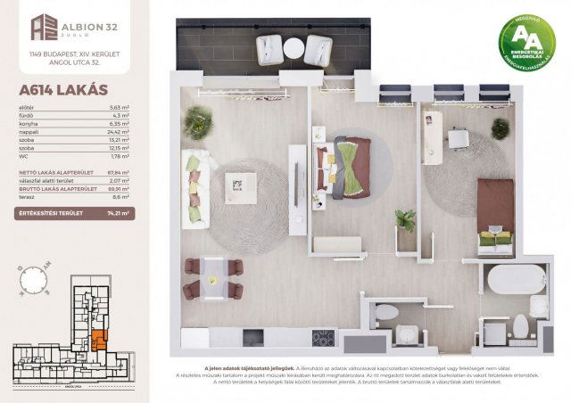 Eladó téglalakás, Budapesten, XIV. kerületben 107.77 M Ft