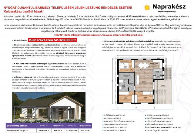 Eladó családi ház, Mosonmagyaróváron 63 M Ft, 4 szobás