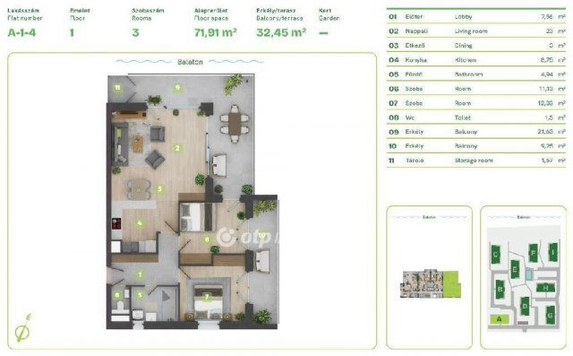 Eladó téglalakás, Balatonszemesen 143.979 M Ft, 3 szobás