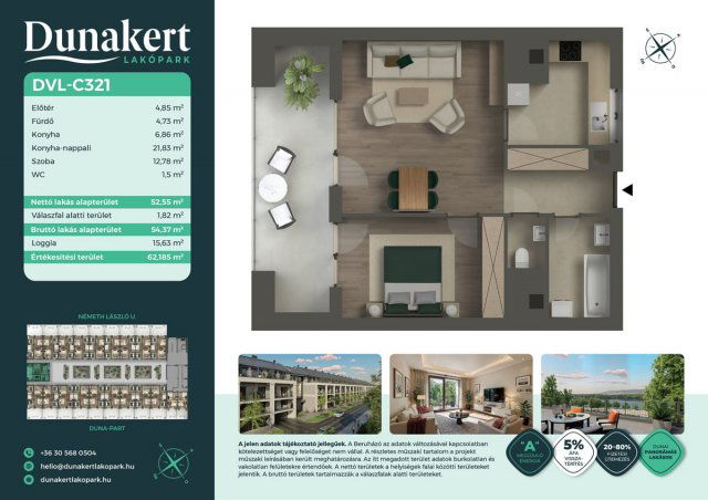 Eladó téglalakás, Vácon, Németh László utcában 73.99 M Ft