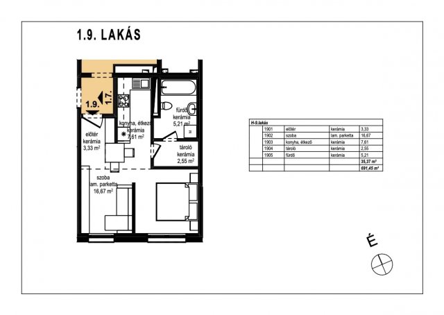 Eladó téglalakás, Komáromban, Laktanya közben 37.5 M Ft