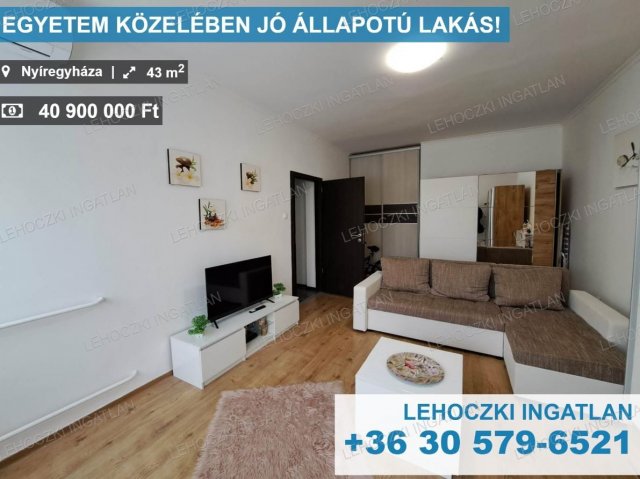Eladó téglalakás, Nyíregyházán 40.9 M Ft, 2 szobás