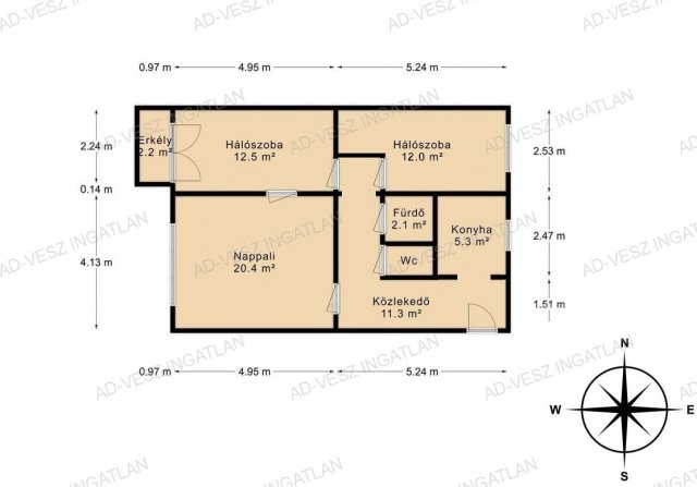 Eladó panellakás, Budapesten, X. kerületben 68.7 M Ft, 3 szobás
