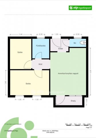 Eladó téglalakás, Pápán 56.9 M Ft, 2+1 szobás