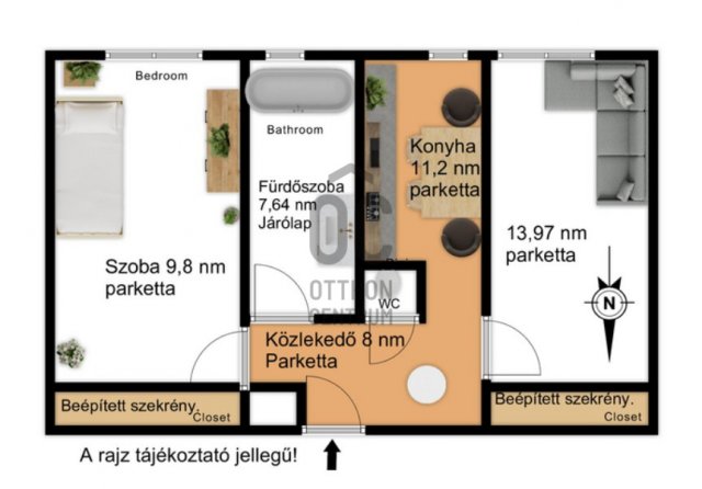 Eladó téglalakás, Gyöngyösön 38.9 M Ft, 2 szobás