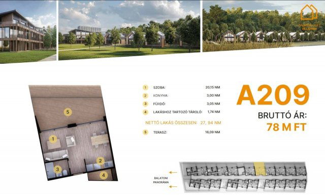 Eladó téglalakás, Balatonföldváron 78 M Ft, 1 szobás