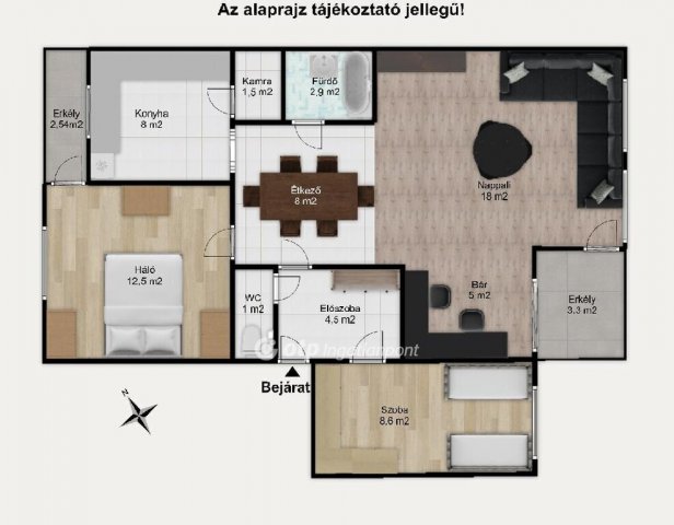 Eladó téglalakás, Győrött 77.5 M Ft, 2+1 szobás