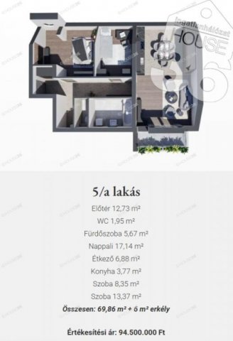 Eladó téglalakás, Kecskeméten 94.5 M Ft, 3 szobás